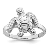 Sterling Silver Rhodium-plated Polished Turtle Ring