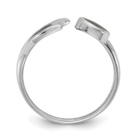 Sterling Silver Rhod-pl Polished Abalone Whale Tail Ring