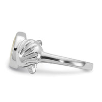 Sterling Silver Rhod-pl Polished MOP Sea Shell with Starfish Ring