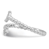 SS RH-plated Polished and Beaded Adjustable CZ Moon and Star Ring