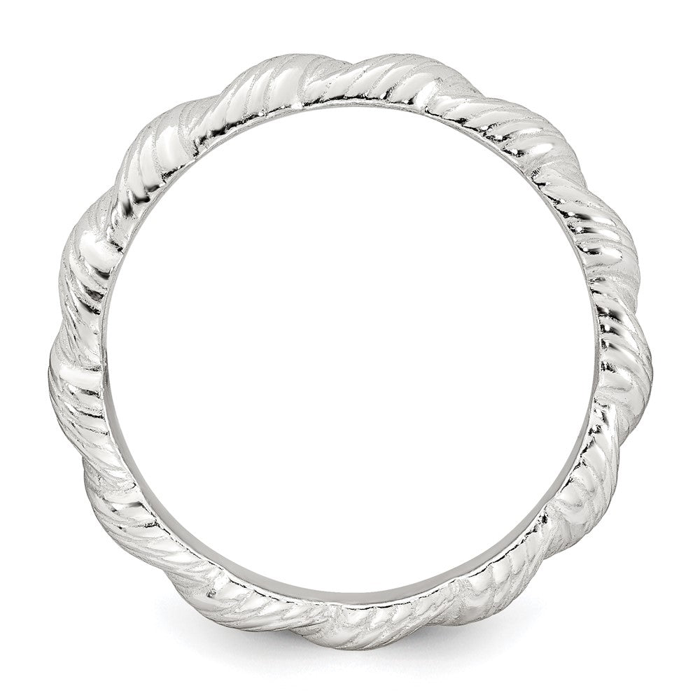 Sterling Silver Polished and Grooved Twisted Ring