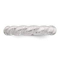 Sterling Silver Polished and Grooved Twisted Ring
