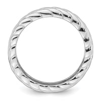 Sterling Silver Rhodium-plated Polished Chevron 5.0mm Ring