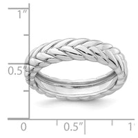 Sterling Silver Rhodium-plated Polished Chevron 5.0mm Ring