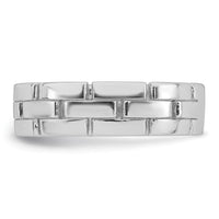 Sterling Silver Rhodium-plated Polished Brick Pattern Ring