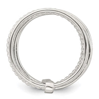 Sterling Silver Polished and Twisted Multi Band Ring