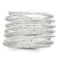 Sterling Silver Textured Multi Band Flexible Ring