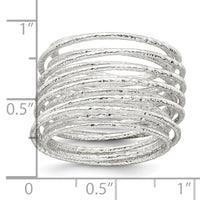 Sterling Silver Textured Multi Band Flexible Ring