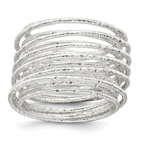 Sterling Silver Textured Multi Band Flexible Ring