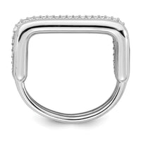 Sterling Silver RH-plated Polished and Pave CZ Square Ring Set