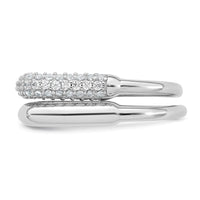 Sterling Silver RH-plated Polished and Pave CZ Square Ring Set