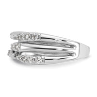 Sterling Silver Rhodium-plated CZ Multi Row Ring