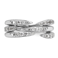 Sterling Silver Rhodium-plated CZ Multi Row Ring