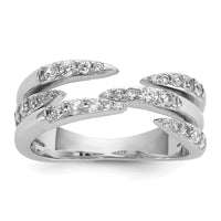 Sterling Silver Rhodium-plated CZ Multi Row Ring