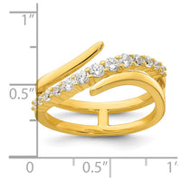 Sterling Silver Gold-tone Polished Fancy CZ Ring