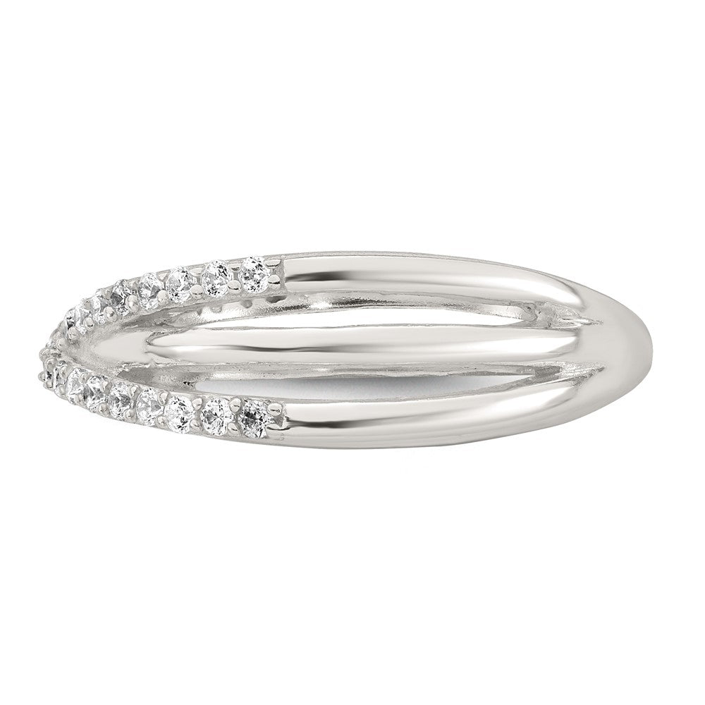 Sterling Silver Polished Fancy CZ Ring