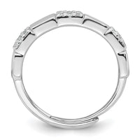 Sterling Silver RH-plated Polished Pave CZ Squares Adjustable Ring