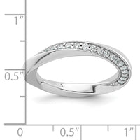 Sterling Silver Rhodium-plated Polished and Twisted CZ Ring
