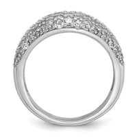 Sterling Silver Rhodium-plated Polished Tapered Pave CZ Ring
