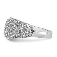 Sterling Silver Rhodium-plated Polished Tapered Pave CZ Ring