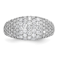 Sterling Silver Rhodium-plated Polished Tapered Pave CZ Ring