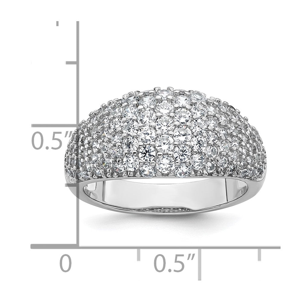 Sterling Silver Rhodium-plated Polished Tapered Pave CZ Ring