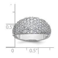 Sterling Silver Rhodium-plated Polished Tapered Pave CZ Ring