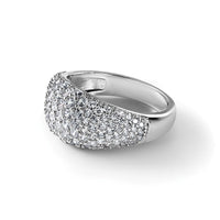 Sterling Silver Rhodium-plated Polished Tapered Pave CZ Ring
