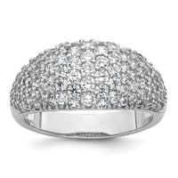 Sterling Silver Rhodium-plated Polished Tapered Pave CZ Ring