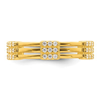 Sterling Silver Gold-tone Polished CZ 3-Row Eternity Ring
