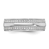 Sterling Silver Rhodium-plated Polished 6.5mm CZ Ring