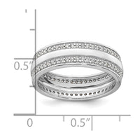 Sterling Silver Rhodium-plated Polished 6.5mm CZ Ring