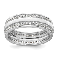 Sterling Silver Rhodium-plated Polished 6.5mm CZ Ring