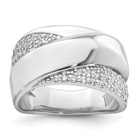 Sterling Silver Rhodium-plated Polished Fancy CZ Ring