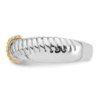 Sterling Silver RH-pl w/14k Accent Polished CZ Twisted Ring