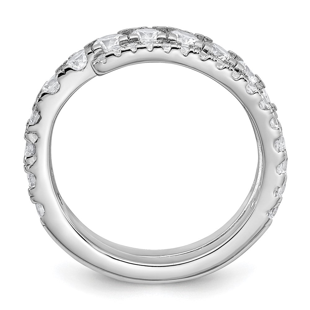 Sterling Silver Rhodium-plated Polished CZ Wrapped Band Ring