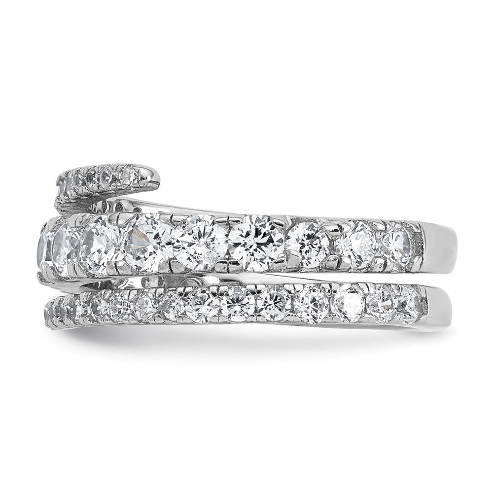 Sterling Silver Rhodium-plated Polished CZ Wrapped Band Ring