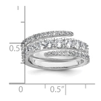 Sterling Silver Rhodium-plated Polished CZ Wrapped Band Ring