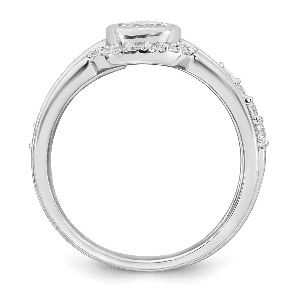 Sterling Silver Rhodium-plated Polished Teardrop CZ 3 Ring Set