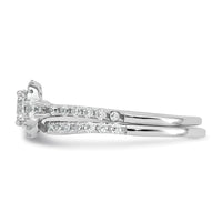 Sterling Silver RH-plated Polished CZ 3-Stone Halo Engagement Ring Set