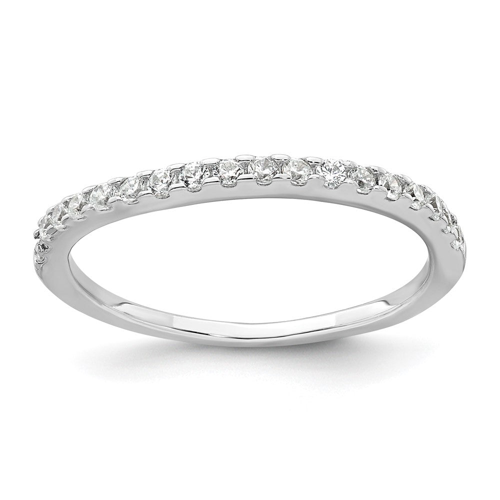 Sterling Silver RH-plated Polished CZ 3-Stone Halo Engagement Ring Set