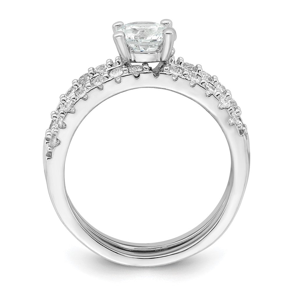 Sterling Silver Rhodium-plated Polished CZ Engagement Ring Set