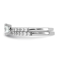 Sterling Silver Rhodium-plated Polished CZ Engagement Ring Set