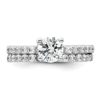 Sterling Silver Rhodium-plated Polished CZ Engagement Ring Set