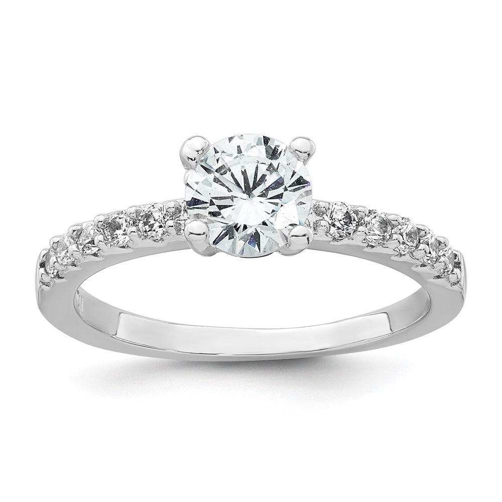 Sterling Silver Rhodium-plated Polished CZ Engagement Ring Set