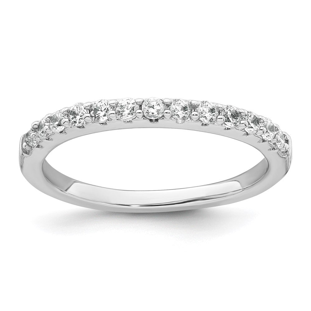 Sterling Silver Rhodium-plated Polished CZ Engagement Ring Set