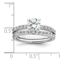 Sterling Silver Rhodium-plated Polished CZ Engagement Ring Set