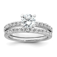 Sterling Silver Rhodium-plated Polished CZ Engagement Ring Set