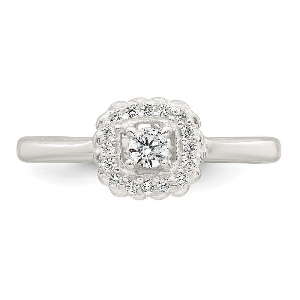 Sterling Silver Polished Halo CZ Ring