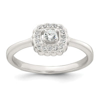 Sterling Silver Polished Halo CZ Ring